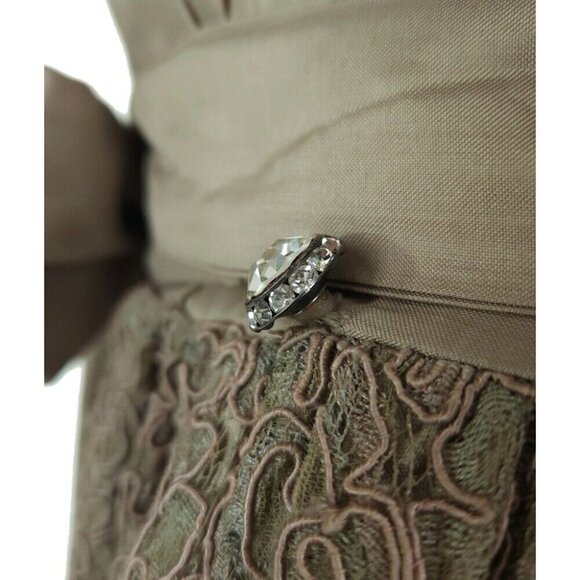 Vintage Catherine Regehr Silk Taffeta & Lace Gown S Green Dress Bow VTG - Picture 7 of 16